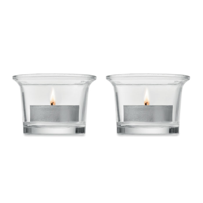 Porte-bougies publicitaire double en bois Irondle Bois