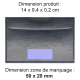 Étui avec dimensions et zone de personnalisation. Étui avec dimensions et zone de personnalisation.