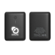 Vues de face et de dos d’une batterie de secours noire, avec logo blanc rétroéclairé à l’avant et informations techniques imprim Vues de face et de dos d’une batterie de secours noire, avec logo blanc rétroéclairé à l’avant et informations techniques imprim