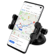 Support à ventouse avec smartphone installé. Support à ventouse avec smartphone installé.