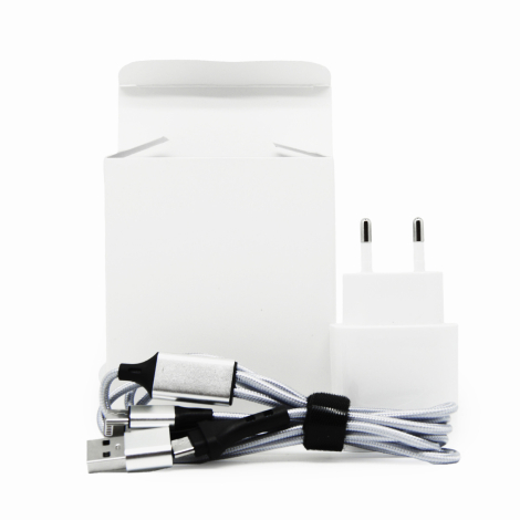 Kit chargeur secteur et câble publicitaire - Hako