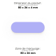 Schéma du support smartphone noir indiquant les dimensions du produit et la zone de marquage sur toute sa face supérieure.