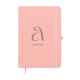 Carnet A5 rose à couverture rigide, avec fermeture élastique verticale, ruban marque-page et passant pour stylo sur le côté, ave