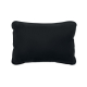 Coussin noir rectangulaire présenté de face, avec rembourrage visible et contours légèrement arrondis.