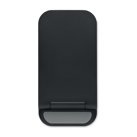 Entièrement replié, le chargeur noir adopte une forme plate et compacte, avec sa charnière et la zone grise de la base visibles.