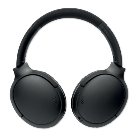 Présenté de face, le casque noir laisse voir ses deux écouteurs arrondis et son arceau réglable.