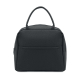 Vue de l’autre face du sac isotherme noir, équipée d’une grande poche extérieure ouverte et de deux poignées sur le dessus. Vue de l’autre face du sac isotherme noir, équipée d’une grande poche extérieure ouverte et de deux poignées sur le dessus.