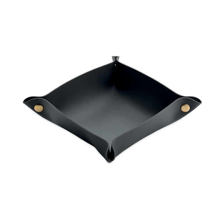 Vide-poches promotionnel pliable en PU Keyspot Noir