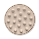Vue de dessous de la brosse de massage ronde, montrant la répartition de ses picots souples en silicone aux extrémités arrondies Vue de dessous de la brosse de massage ronde, montrant la répartition de ses picots souples en silicone aux extrémités arrondies