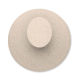 Vue de dessus de la brosse de massage beige mouchetée, centrée sur sa poignée ronde. Vue de dessus de la brosse de massage beige mouchetée, centrée sur sa poignée ronde.