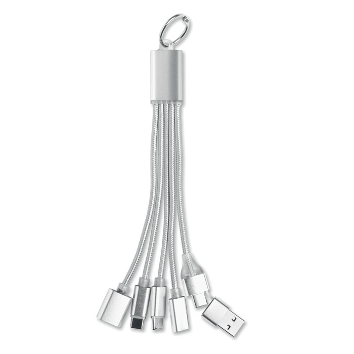Câble HUB 5-en-1 personnalisé avec porte-clés Hublue Argent