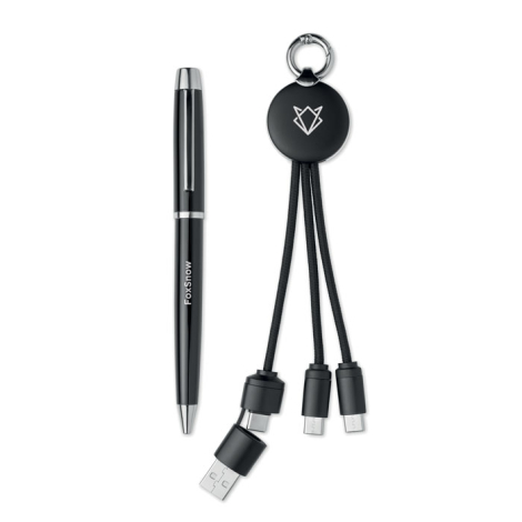 Coffret stylo et câble porte-clés à personnaliser Intwos