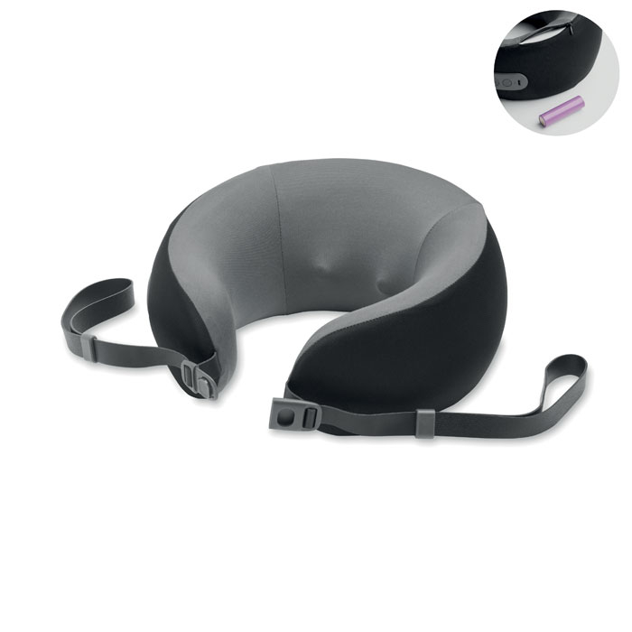 Coussin cervical massant promotionnel rechargeable Relief Noir