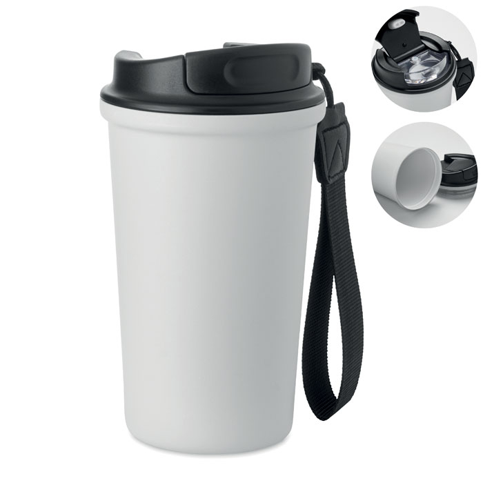 Gobelet 400 ml personnalisable anti-fuite Nakano Blanc