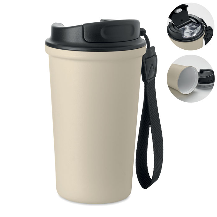Gobelet 400 ml personnalisable anti-fuite Nakano Beige