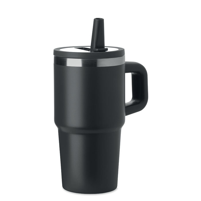 Gobelet isotherme personnalisé 500 ml avec paille Aland Noir