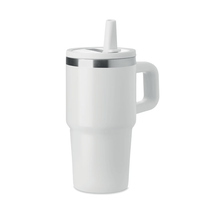 Gobelet isotherme personnalisé 500 ml avec paille Aland Blanc