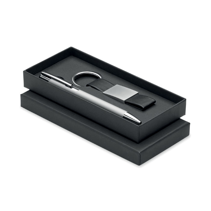 Coffret stylo et porte-clés promotionnel Escri Set Argent