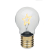 Ampoule transparente à culot doré avec filament lumineux en forme d’étoile, diffusant une lumière jaune orangé. Ampoule transparente à culot doré avec filament lumineux en forme d’étoile, diffusant une lumière jaune orangé.