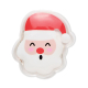 Vue de face du chauffe-mains réutilisable représentant une tête de Père Noël souriante avec bonnet rouge à pompon blanc et barbe Vue de face du chauffe-mains réutilisable représentant une tête de Père Noël souriante avec bonnet rouge à pompon blanc et barbe