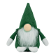 Lutin décoratif en feutre vert avec grand bonnet pointu, nez rond beige, longue barbe blanche et extrémités des bras et des pied