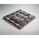 Nappe à carreaux verts, rouges et blancs pliée à plat avec une serviette de table assortie posée sur le dessus. Nappe à carreaux verts, rouges et blancs pliée à plat avec une serviette de table assortie posée sur le dessus.