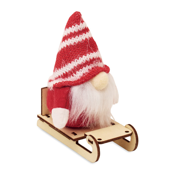Lutin de Noël personnalisable sur traîneau en bois Frosty Sleigh Rouge