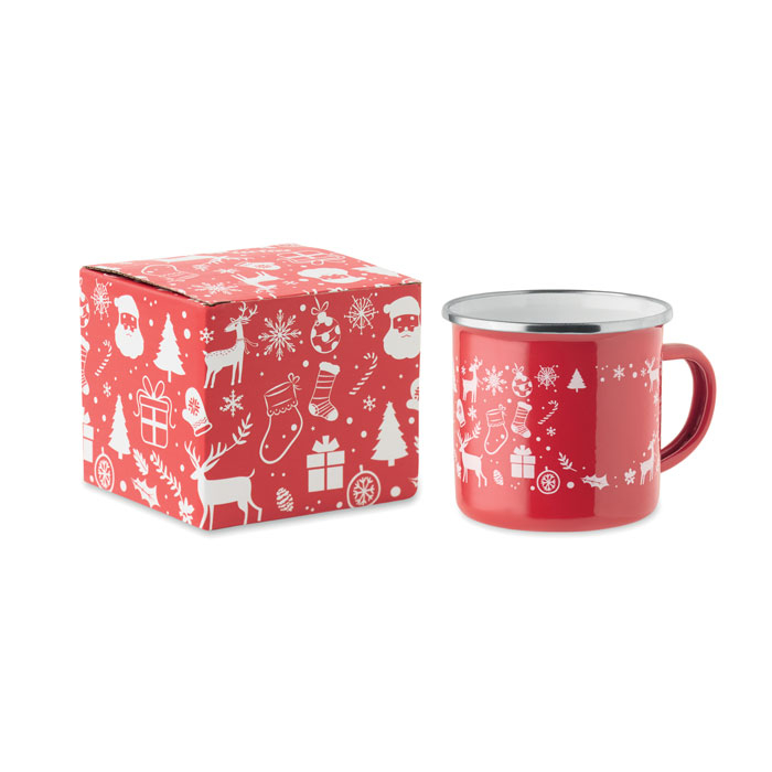 Mug de Noël publicitaire en émail 300 ml Seasomel Rouge