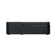 Vue latérale de l’enceinte noire avec support pour téléphone entièrement rabattu sur le dessus. Vue latérale de l’enceinte noire avec support pour téléphone entièrement rabattu sur le dessus.