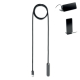 Câble USB-C noir avec support pour téléphone intégré déplié à une extrémité, accompagné de deux vues montrant un smartphone main Câble USB-C noir avec support pour téléphone intégré déplié à une extrémité, accompagné de deux vues montrant un smartphone main
