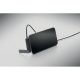 Smartphone posé horizontalement sur le support intégré au câble USB-C noir, avec pied déplié. Smartphone posé horizontalement sur le support intégré au câble USB-C noir, avec pied déplié.