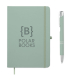 Carnet A5 vert clair à couverture rigide avec fermeture élastique, accompagné d’un stylo assorti à finitions métalliques argenté Carnet A5 vert clair à couverture rigide avec fermeture élastique, accompagné d’un stylo assorti à finitions métalliques argenté