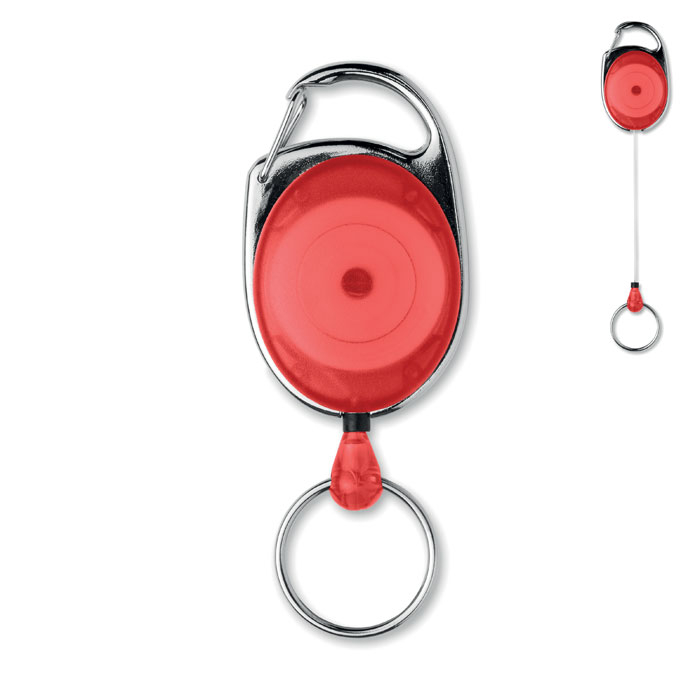 Porte-badge rétractable personnalisé avec mousqueton Arronsa Rouge