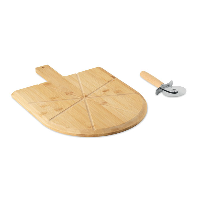 Ensemble planche et coupe-pizza à personnaliser Napolitana Bois
