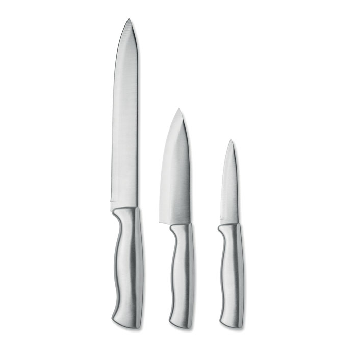 Coffret publicitaire de 3 couteaux de cuisine Cocinero Argent