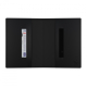 Vue intérieure du porte-passeport noir avec emplacements pour documents et cartes. Vue intérieure du porte-passeport noir avec emplacements pour documents et cartes.