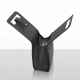 Sac porte-bouteille noir entièrement ouvert, avec deux panneaux supérieurs écartés munis de poignées découpées, une patte de fer Sac porte-bouteille noir entièrement ouvert, avec deux panneaux supérieurs écartés munis de poignées découpées, une patte de fer