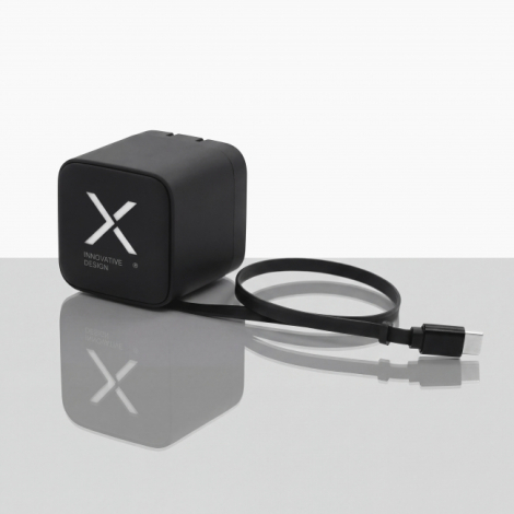 Chargeur de voyage personnalisable 65 W avec câble rétractable Travel Charger