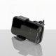 Support de smartphone pour voiture noir présenté en position horizontale, avec surface brillante, bras de maintien supérieur et Support de smartphone pour voiture noir présenté en position horizontale, avec surface brillante, bras de maintien supérieur et