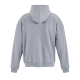 Sweat à capuche gris chiné vu de dos, avec coupe large, épaules tombantes, manches longues et finitions côtelées aux poignets et