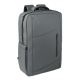 Sac à dos gris anthracite de forme rectangulaire, présenté de trois quarts face, avec poche frontale à fermeture éclair vertical