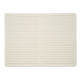 Bloc-notes ouvert à plat sur deux pages beige clair lignées, avec coins arrondis et lignes horizontales grises. Bloc-notes ouvert à plat sur deux pages beige clair lignées, avec coins arrondis et lignes horizontales grises.