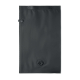 Sac de compression noir vu à plat, avec une poignée sur le bord supérieur, un clip latéral et une valve ronde située dans la par