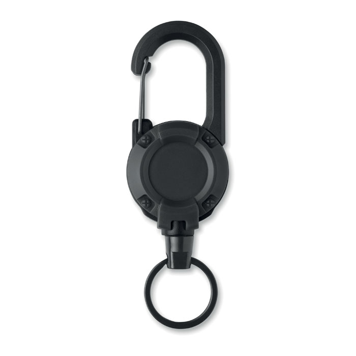 Porte-badge rétractable promotionnel à mousqueton Stiba Noir