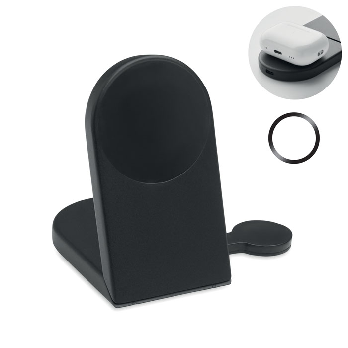 Chargeur 3-en-1 pliable 15 W personnalisable Elasti Noir