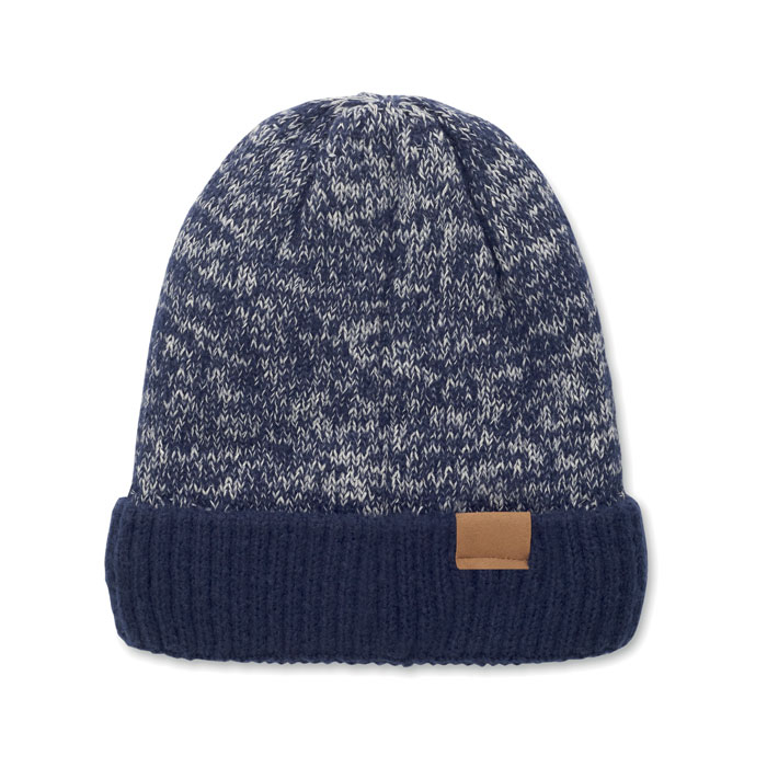 Bonnet tricoté publicitaire doublé polaire Puntos Bleu