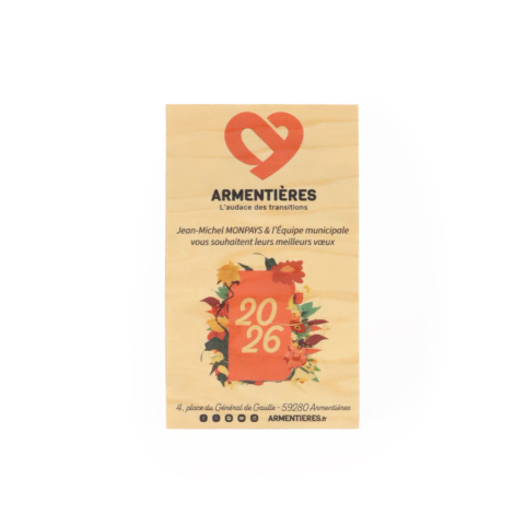 Carte publicitaire rectangulaire en bois