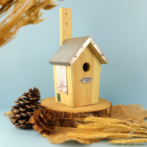 Nichoir à oiseaux personnalisable en bois avec toit en zinc