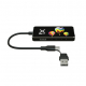 Hub USB multifonction noir avec surface personnalisée par un logo blanc et des montgolfières multicolores, équipé de plusieurs p Hub USB multifonction noir avec surface personnalisée par un logo blanc et des montgolfières multicolores, équipé de plusieurs p