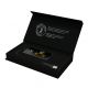 Hub USB noir personnalisé avec impression couleur de montgolfières, présenté dans un coffret cadeau noir ouvert avec calage inté Hub USB noir personnalisé avec impression couleur de montgolfières, présenté dans un coffret cadeau noir ouvert avec calage inté